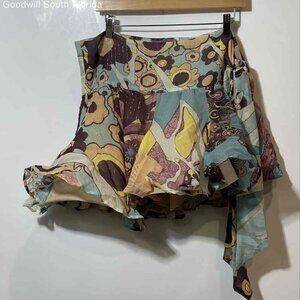 Roberto Cavalli Silk Floral Patchwork Ruffle Mini Skirt IT 42 (US 6-8)